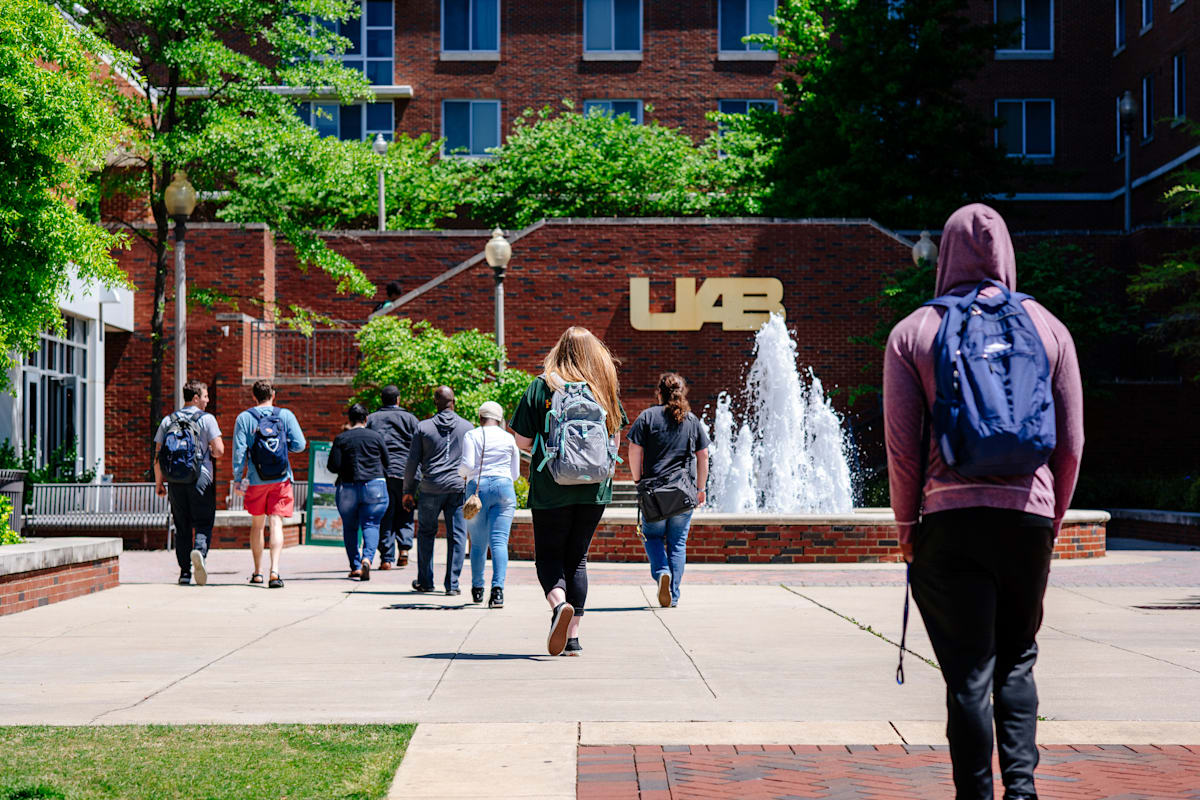 Students walking on campus