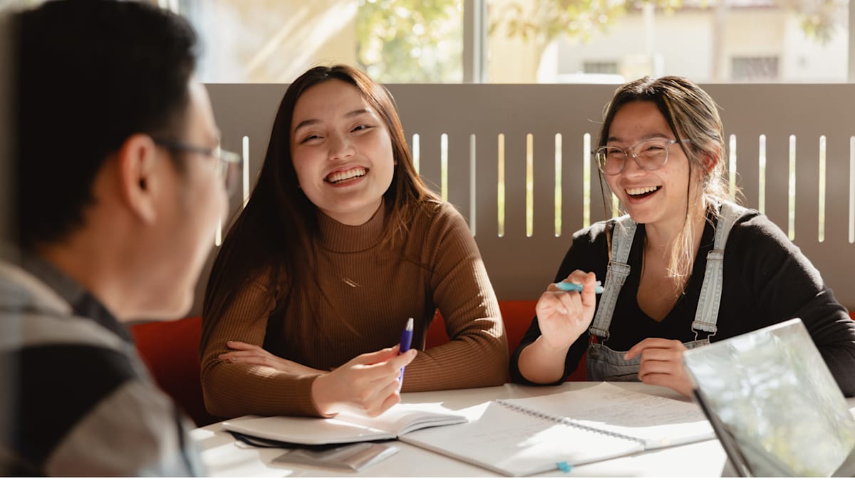 Group of students studying outside