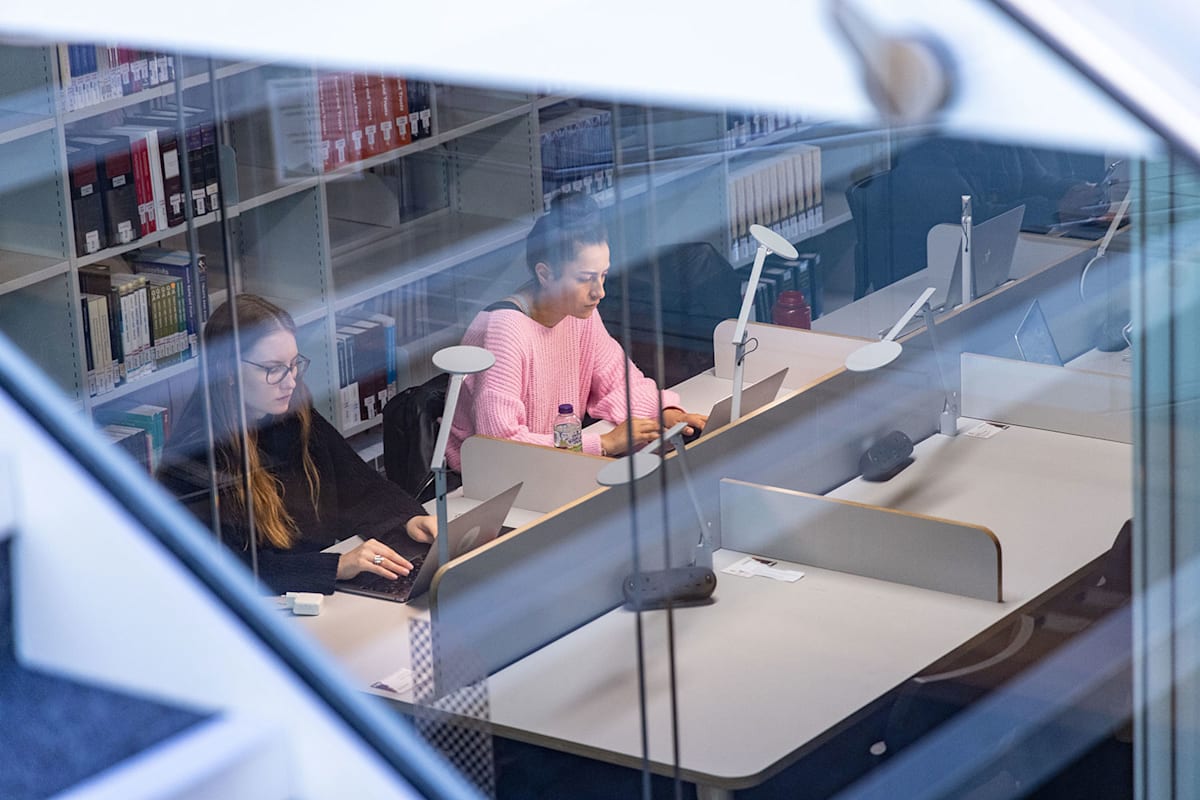 Students studying in the library at City, University of London