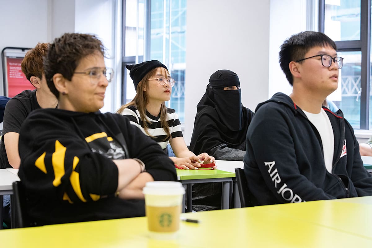 Students in a classroom at INTO Manchester
