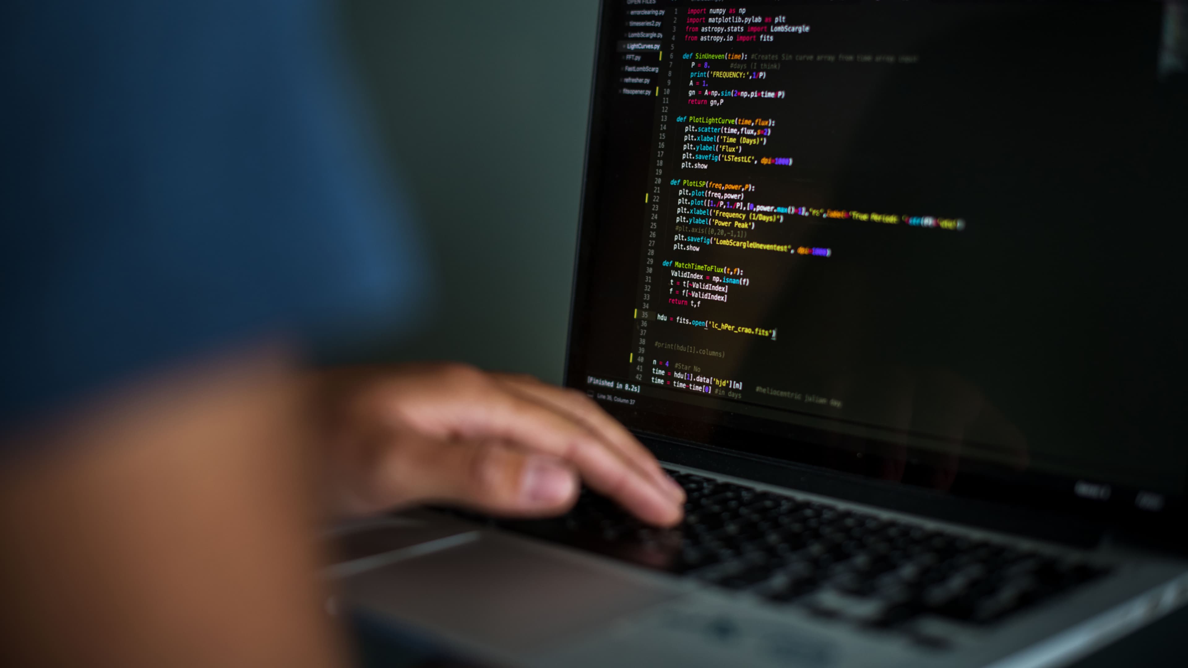 Computer Science student writing code