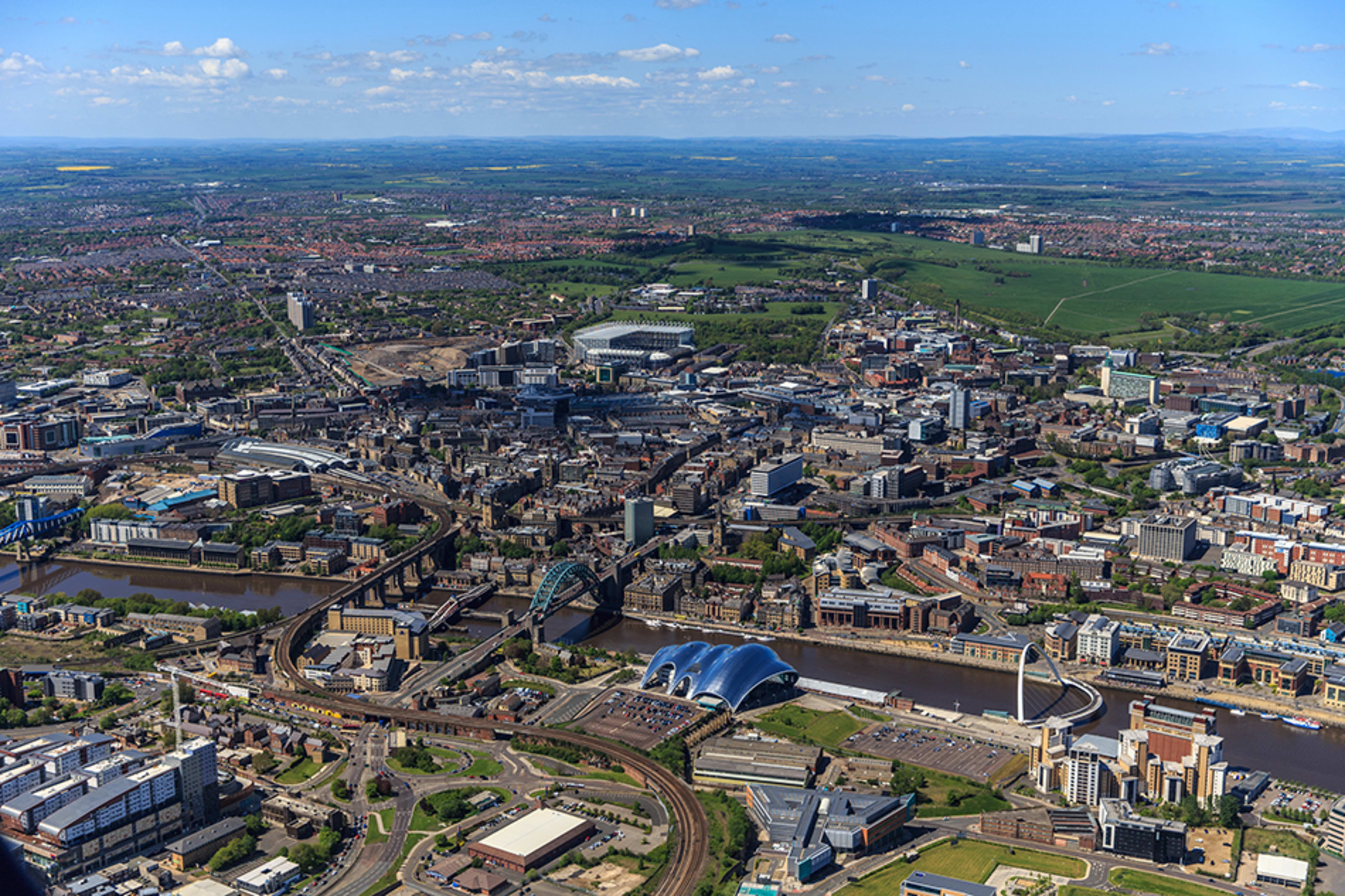 Newcastle - aerial view of city