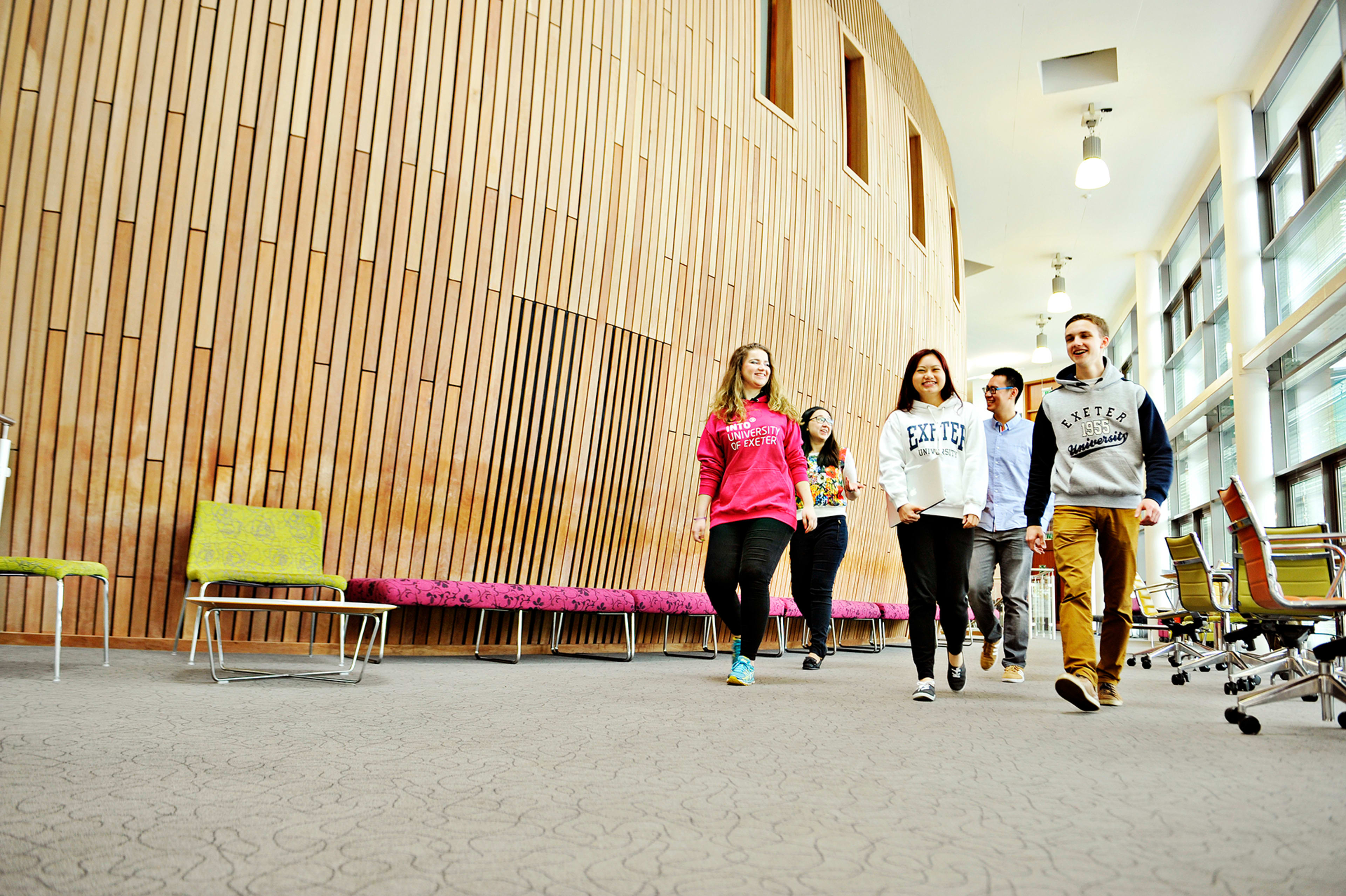 International students walking through INTO Centre