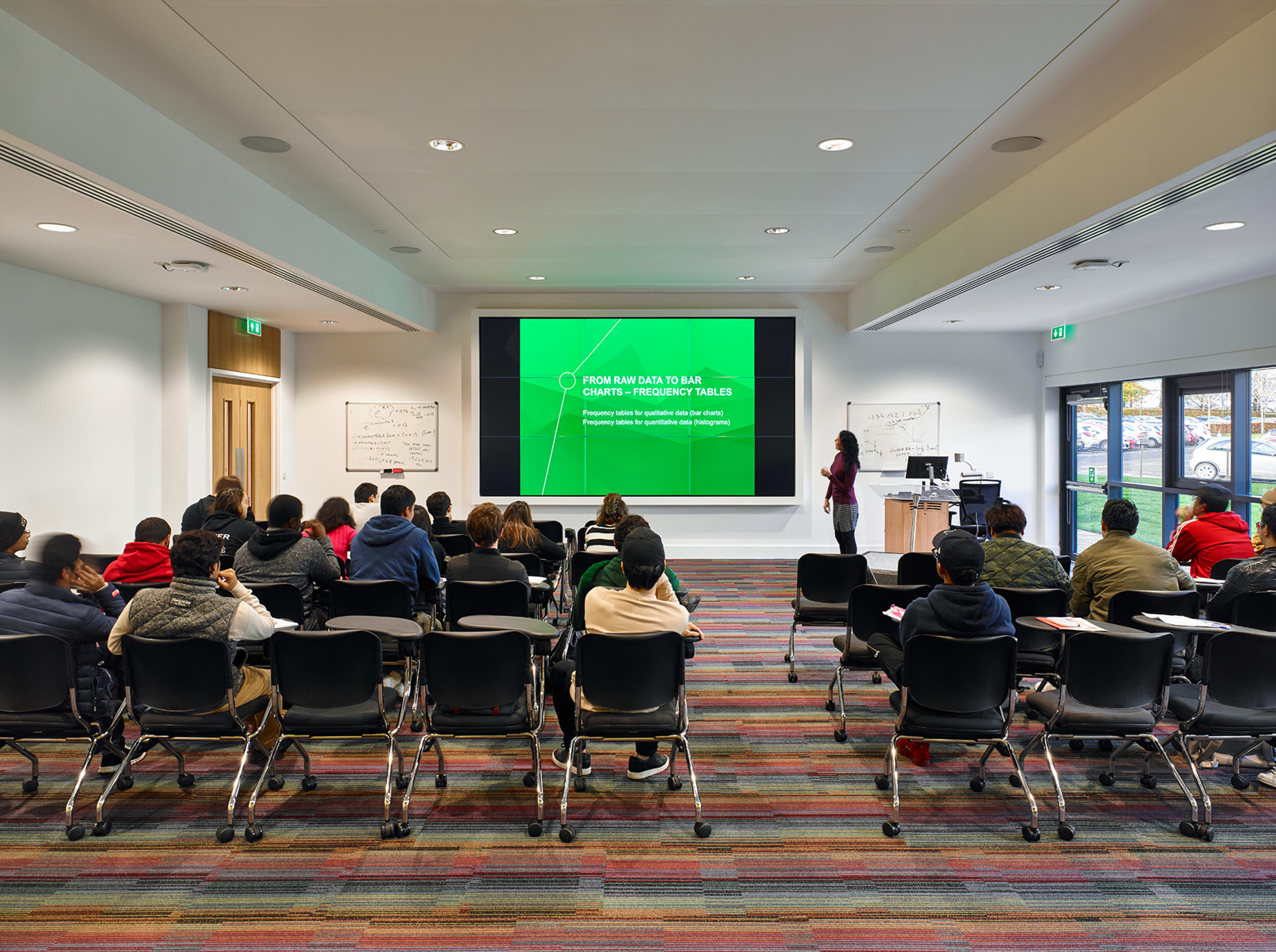 View of INTO Centre lecture hall with a class taking place