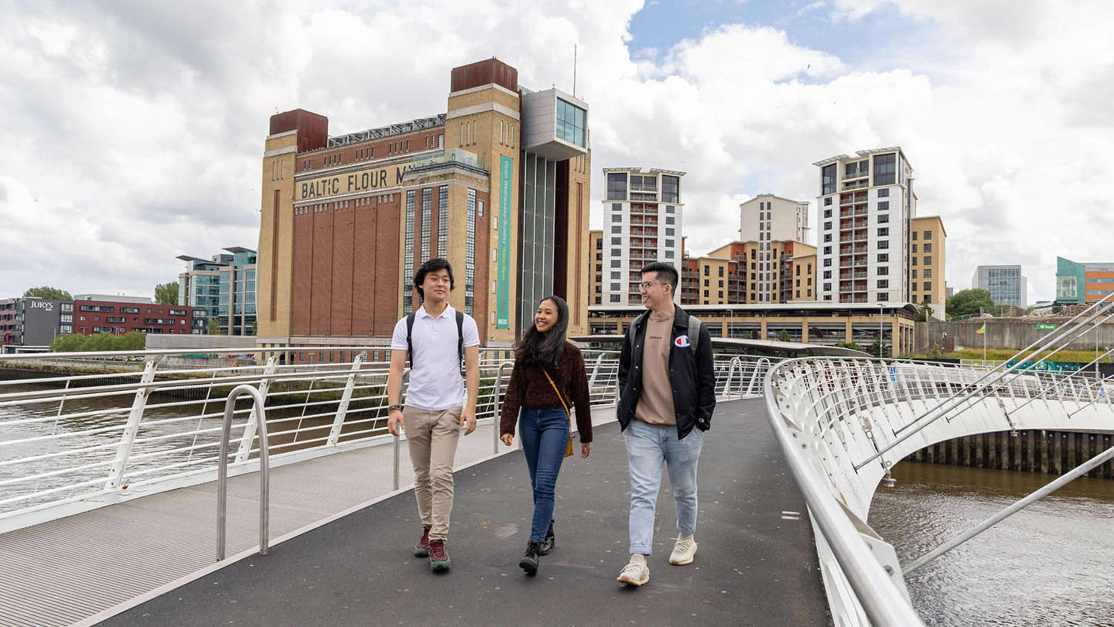 Students walking through Newcastle city