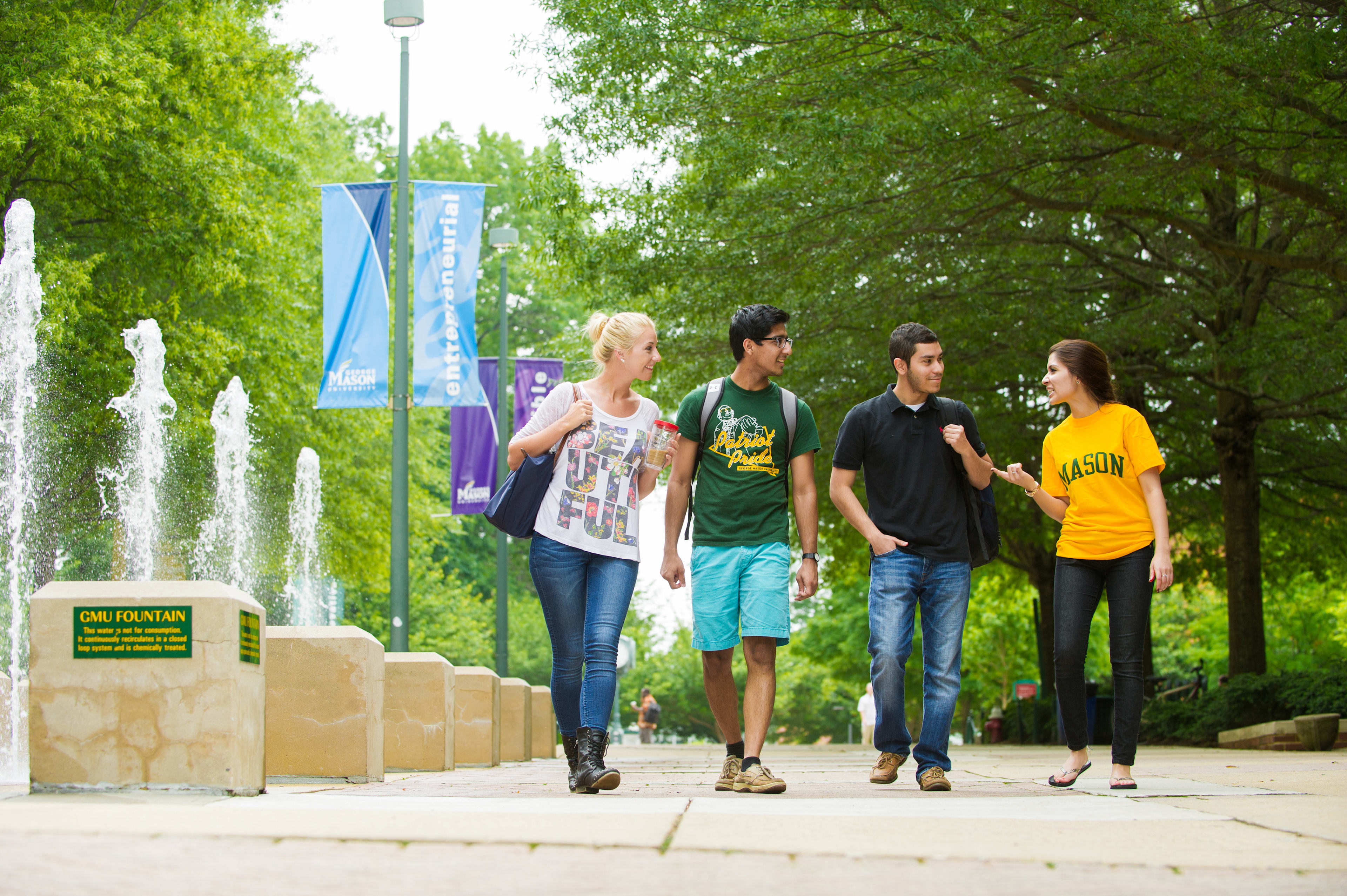 Students walk at George Mason University