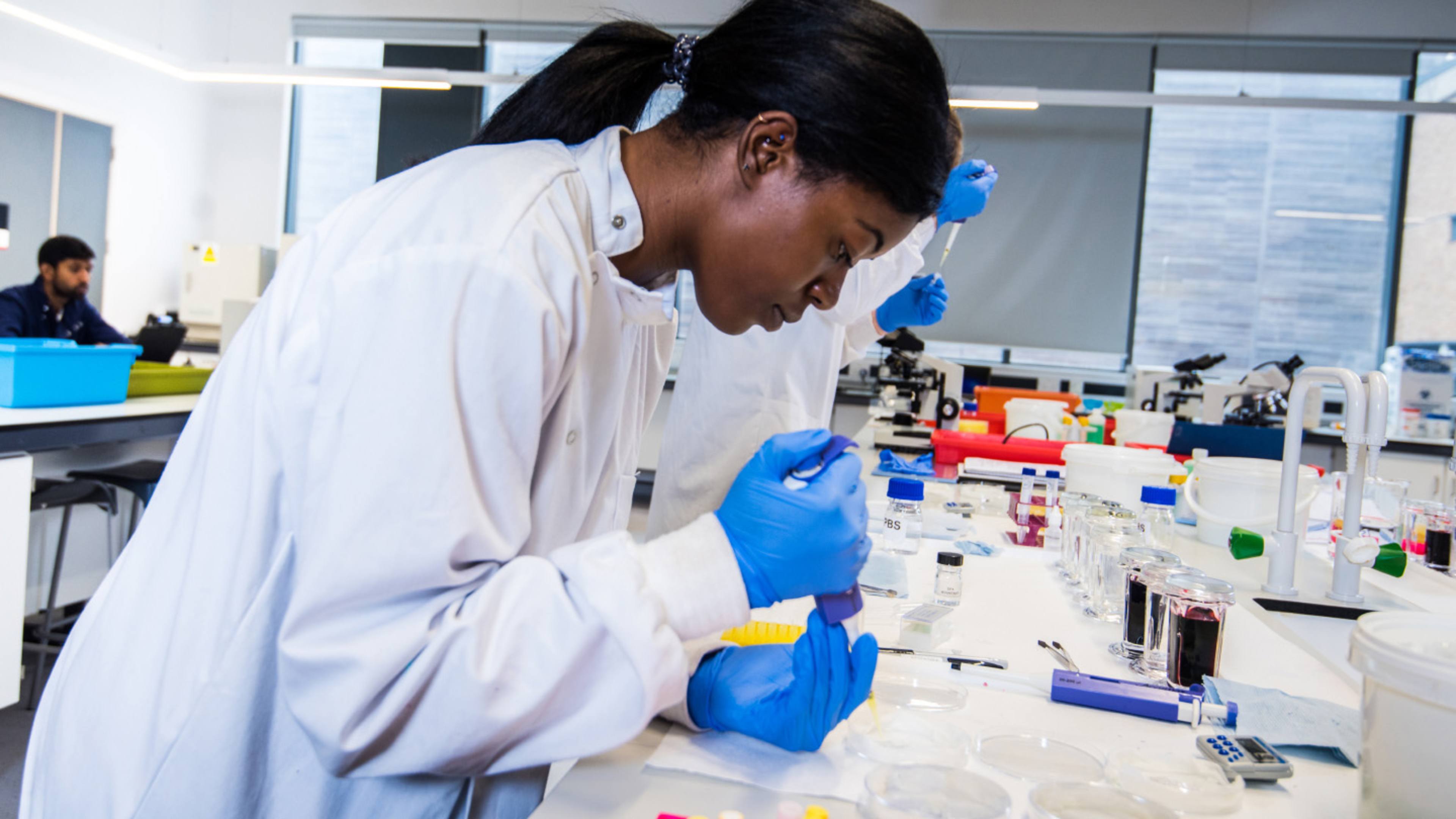 Student in science lab