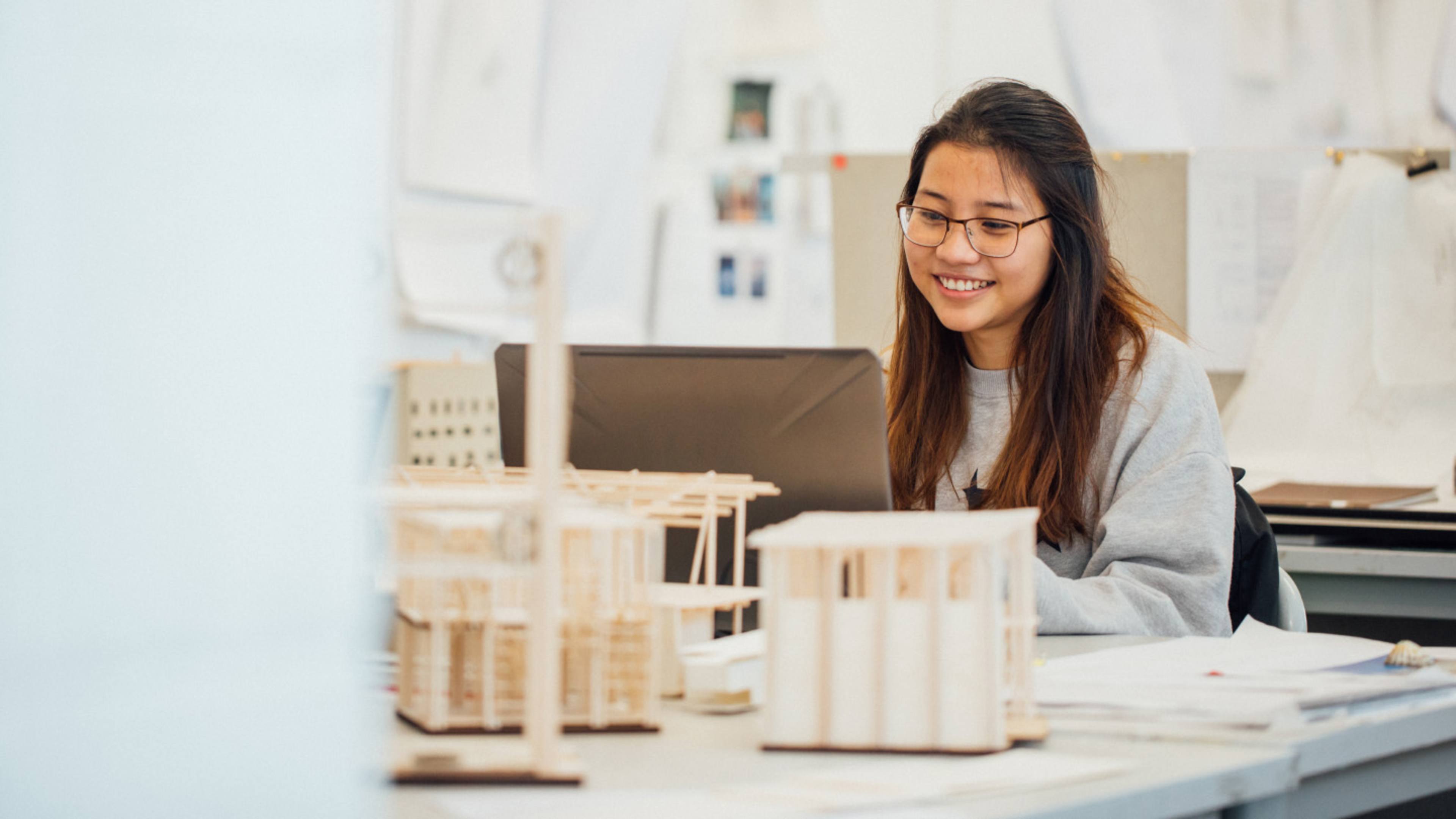 Architecture student in studio