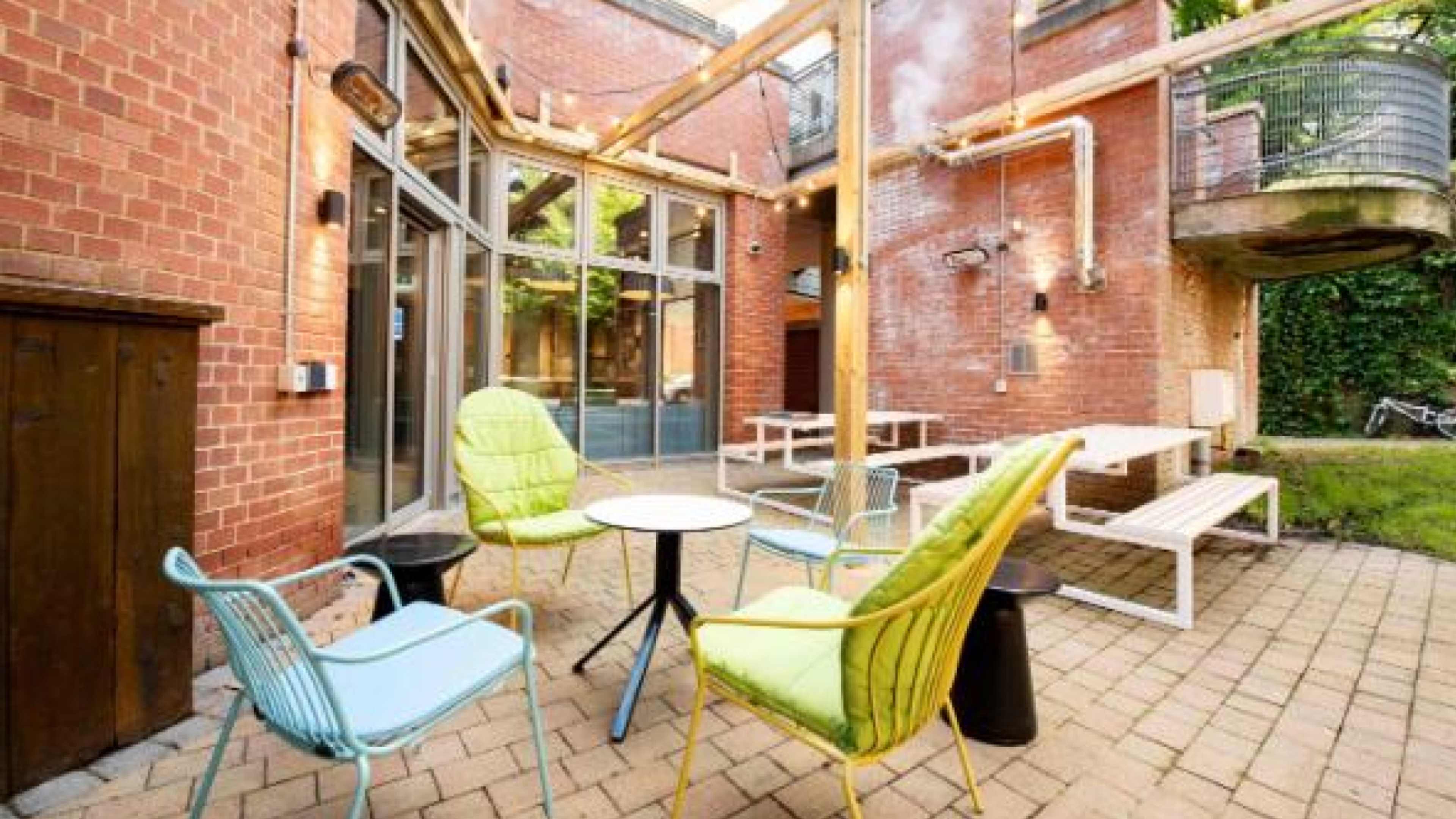 Queen's University Belfast Willow Walk accommodation outdoor seating area 