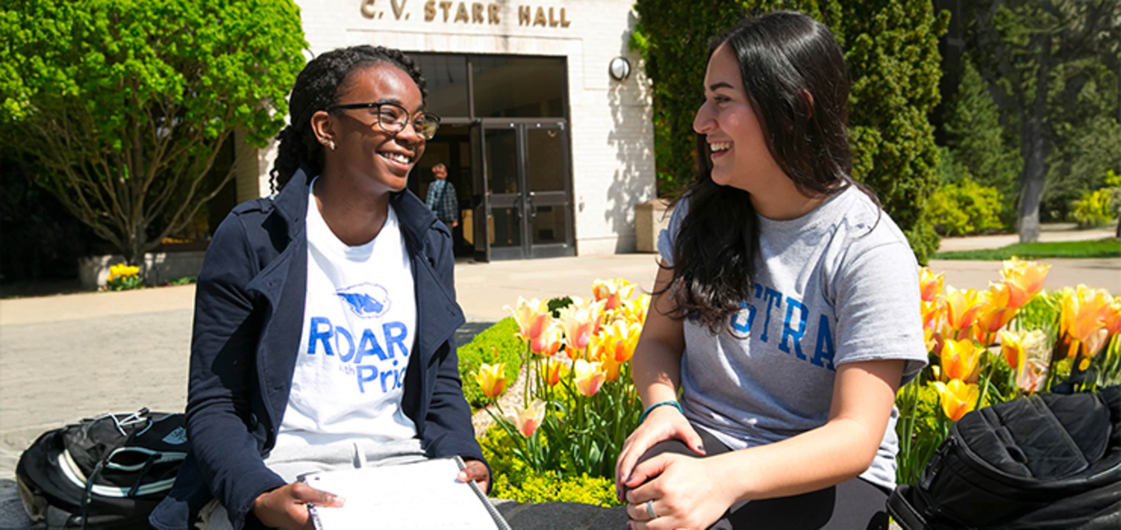 Students talking on campus