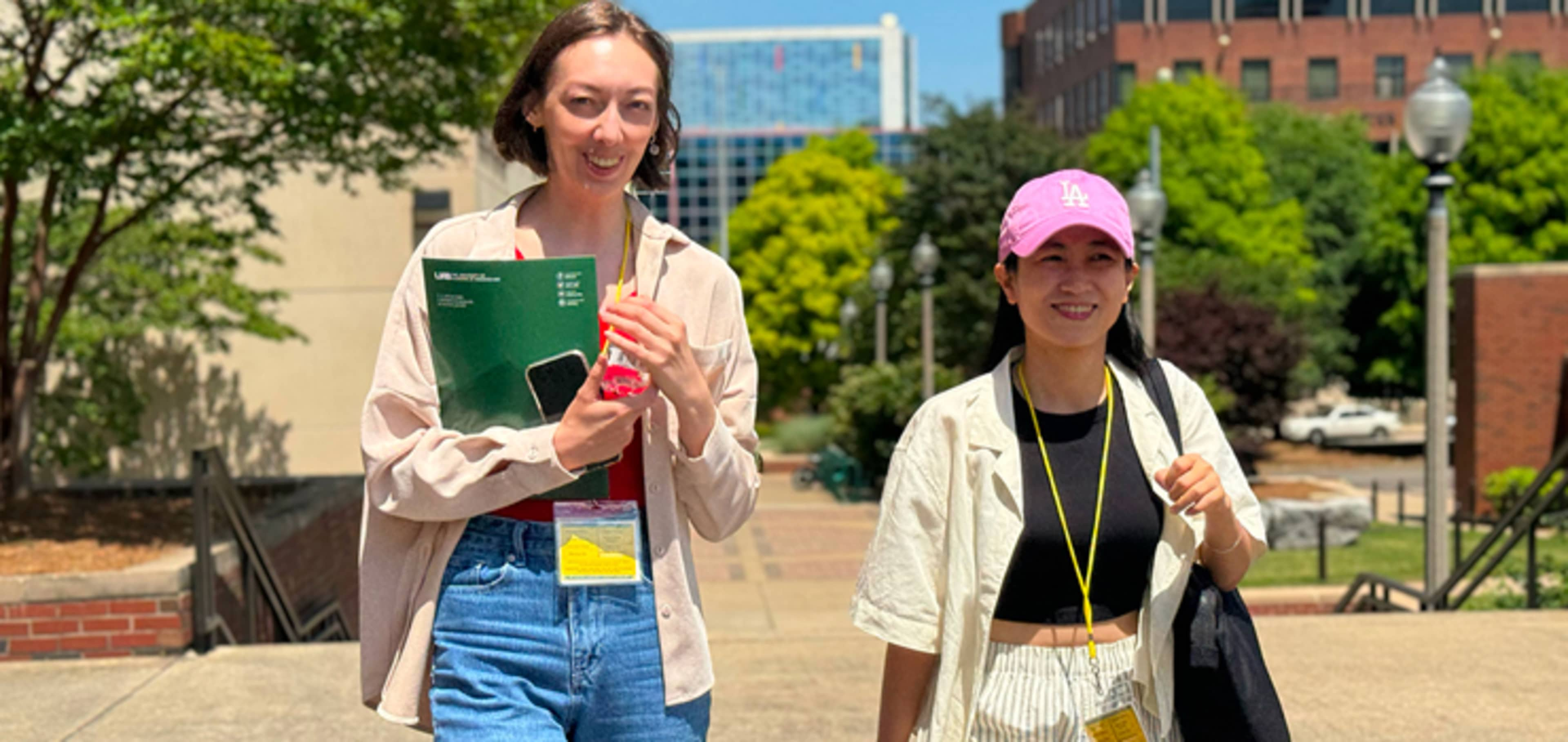 Tutor walking with a student