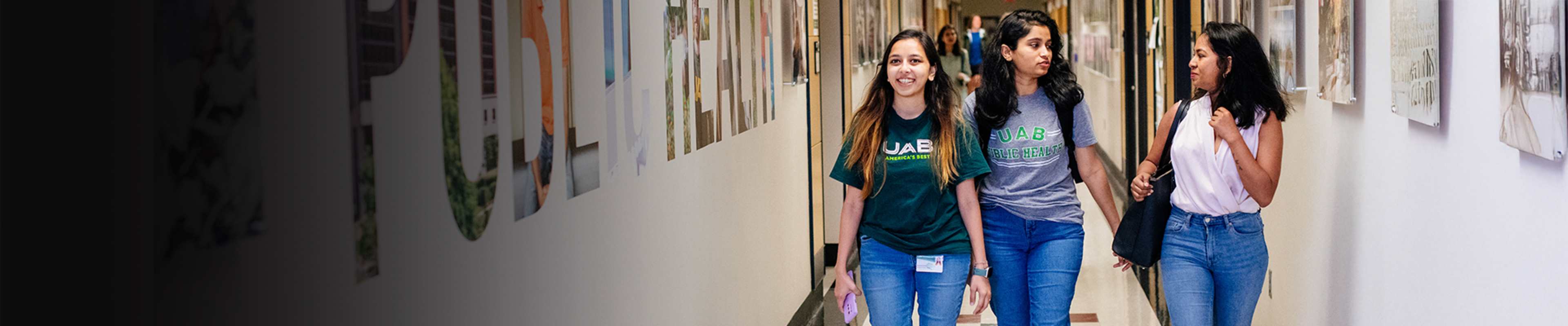 UAB students walking in hall