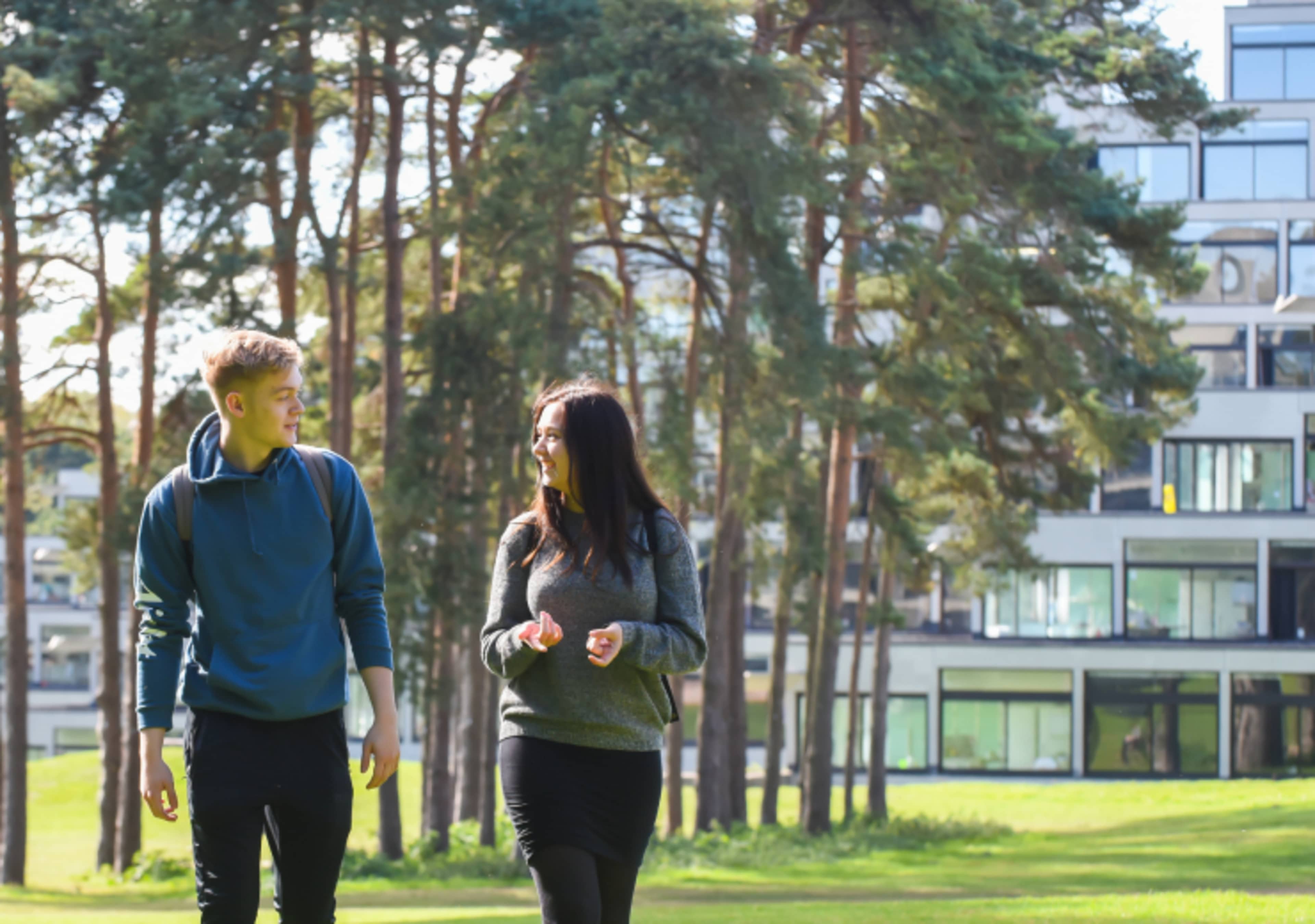 students walking around the campus