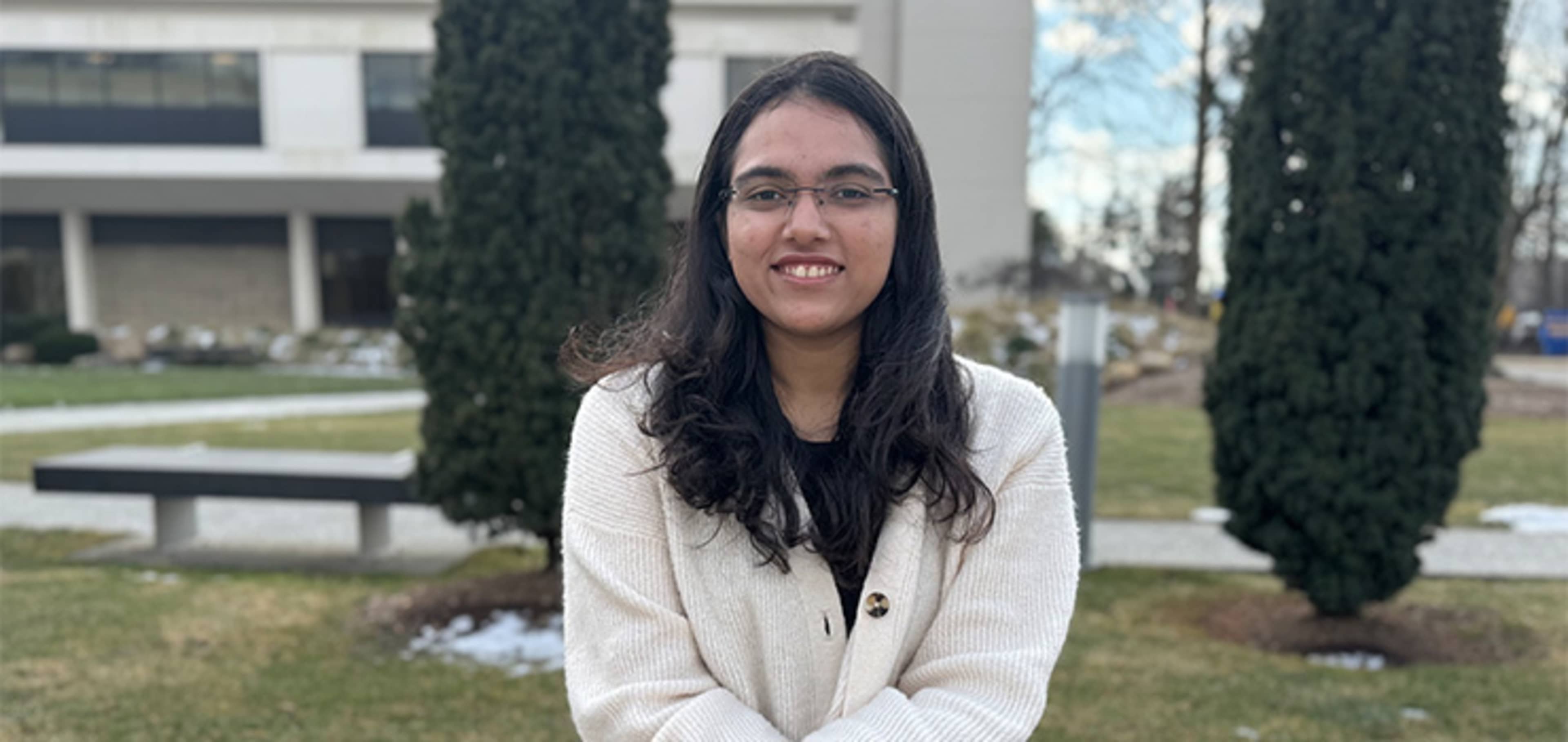 Student with trees background