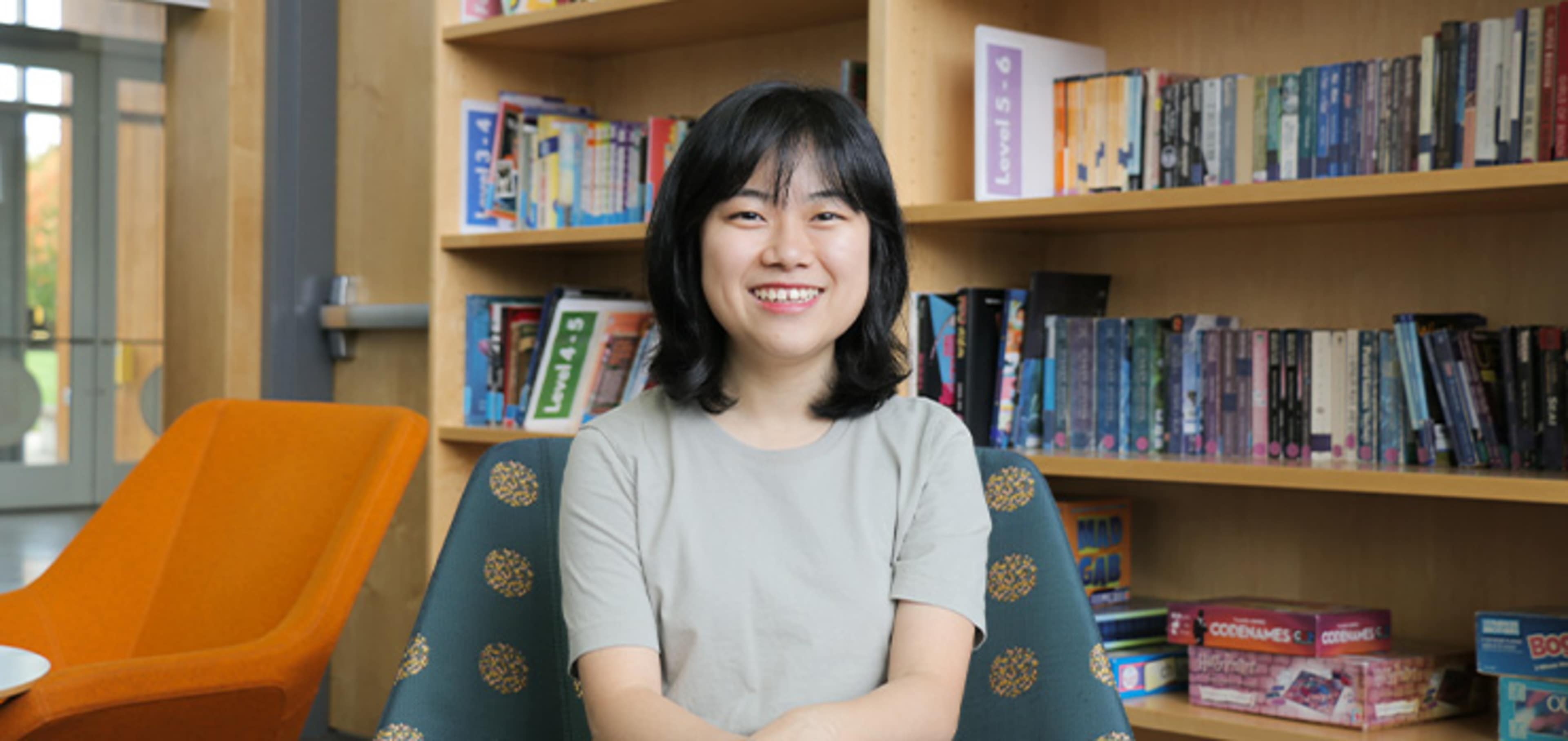 Student in a library