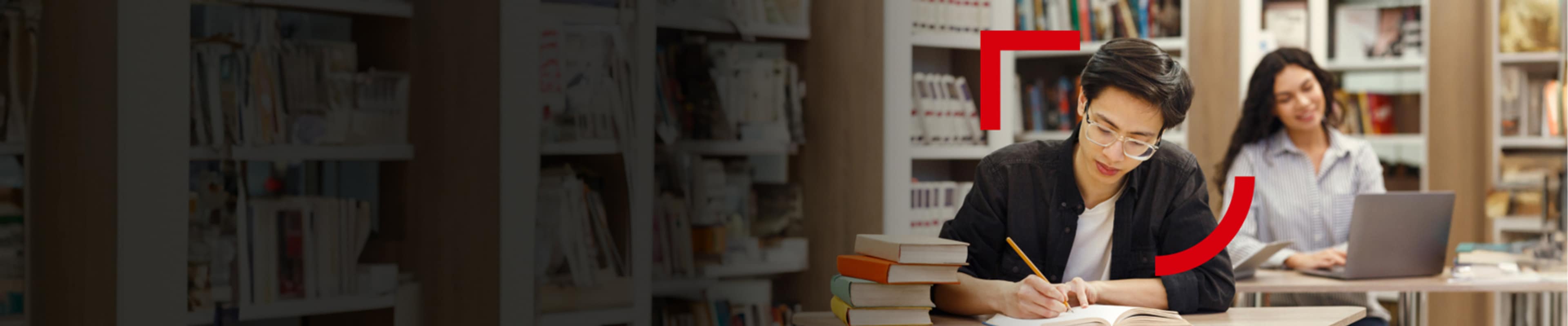 International student studying