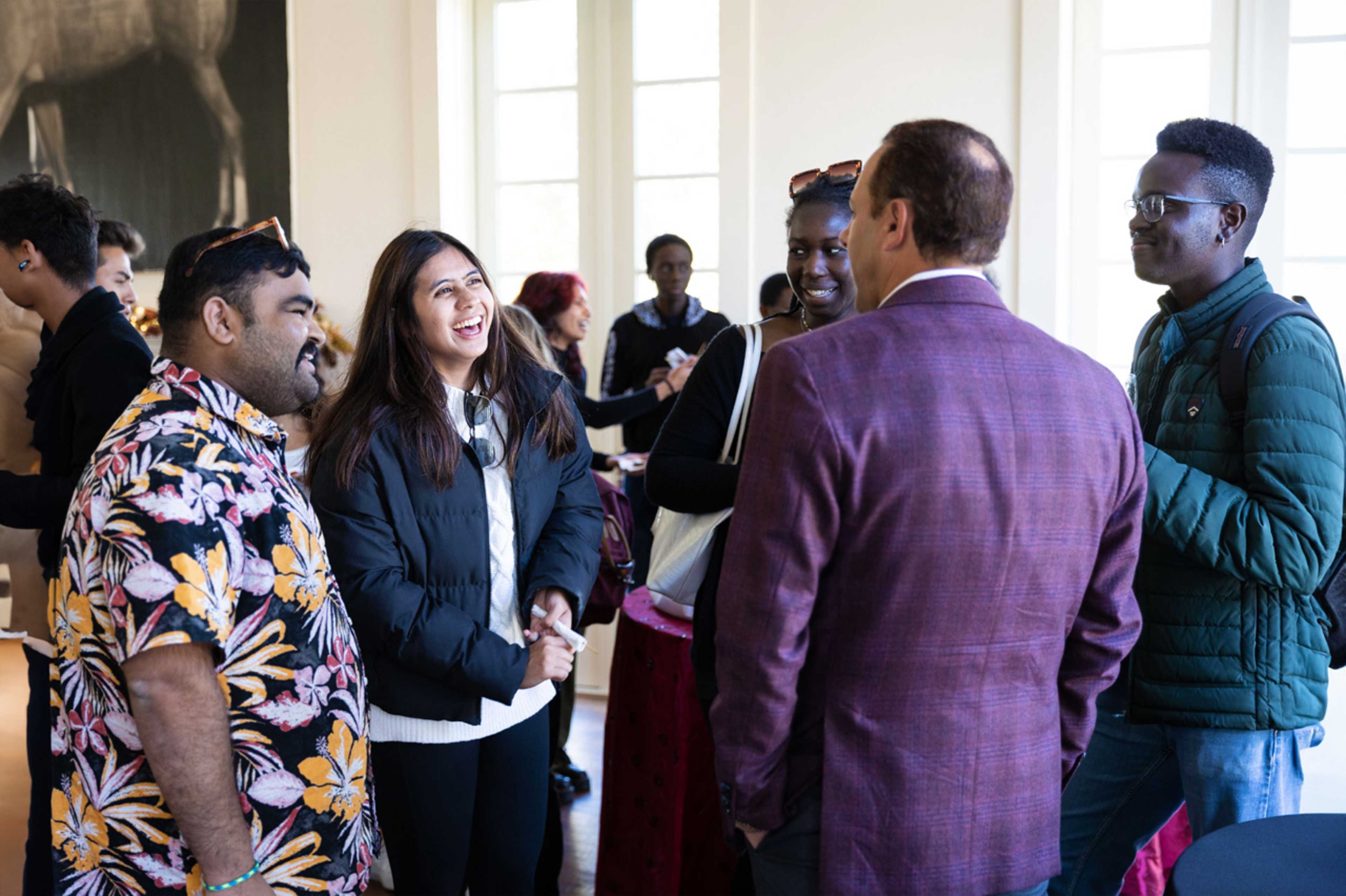 A bunch of students having a conversation