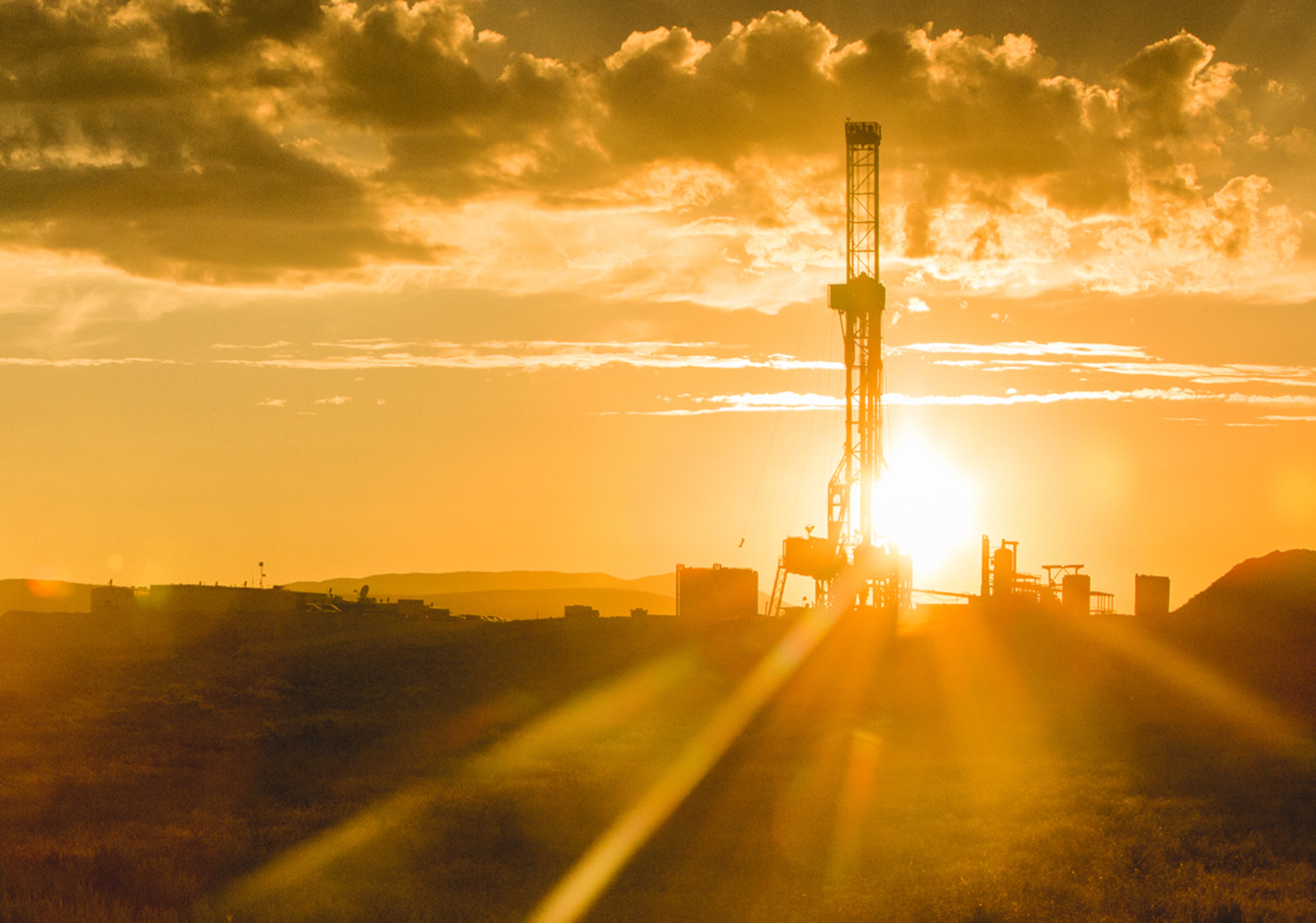 Petroleum tower in the sunset