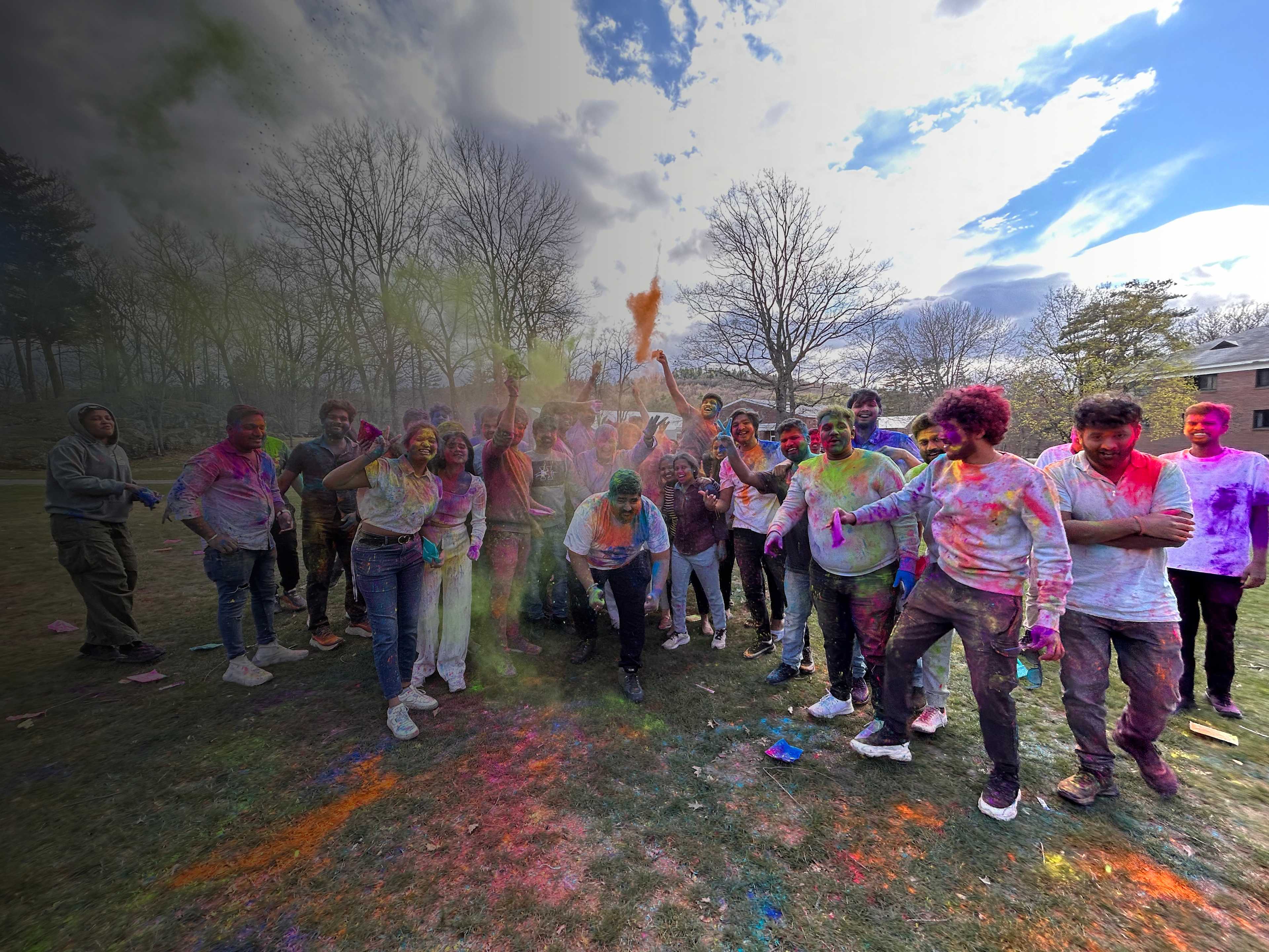 Students celebrating Holi