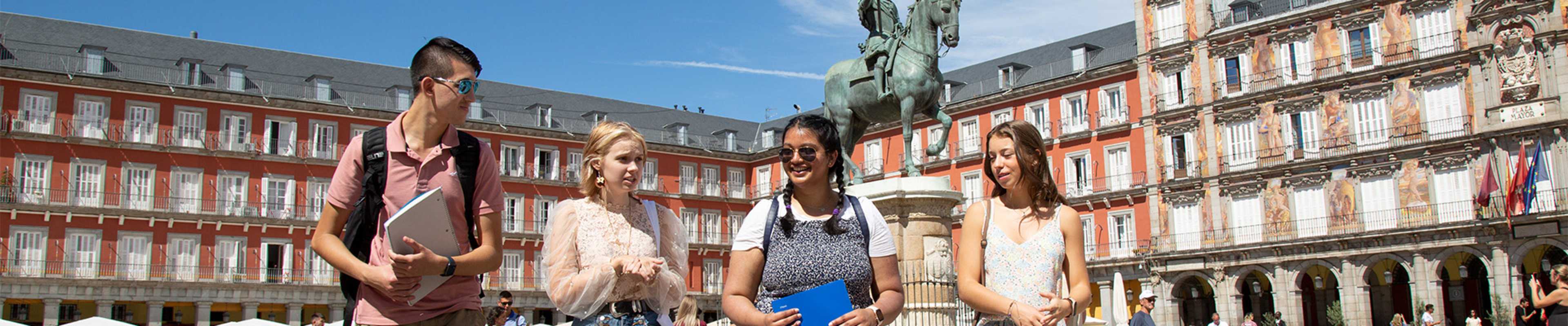 Students walking around the city