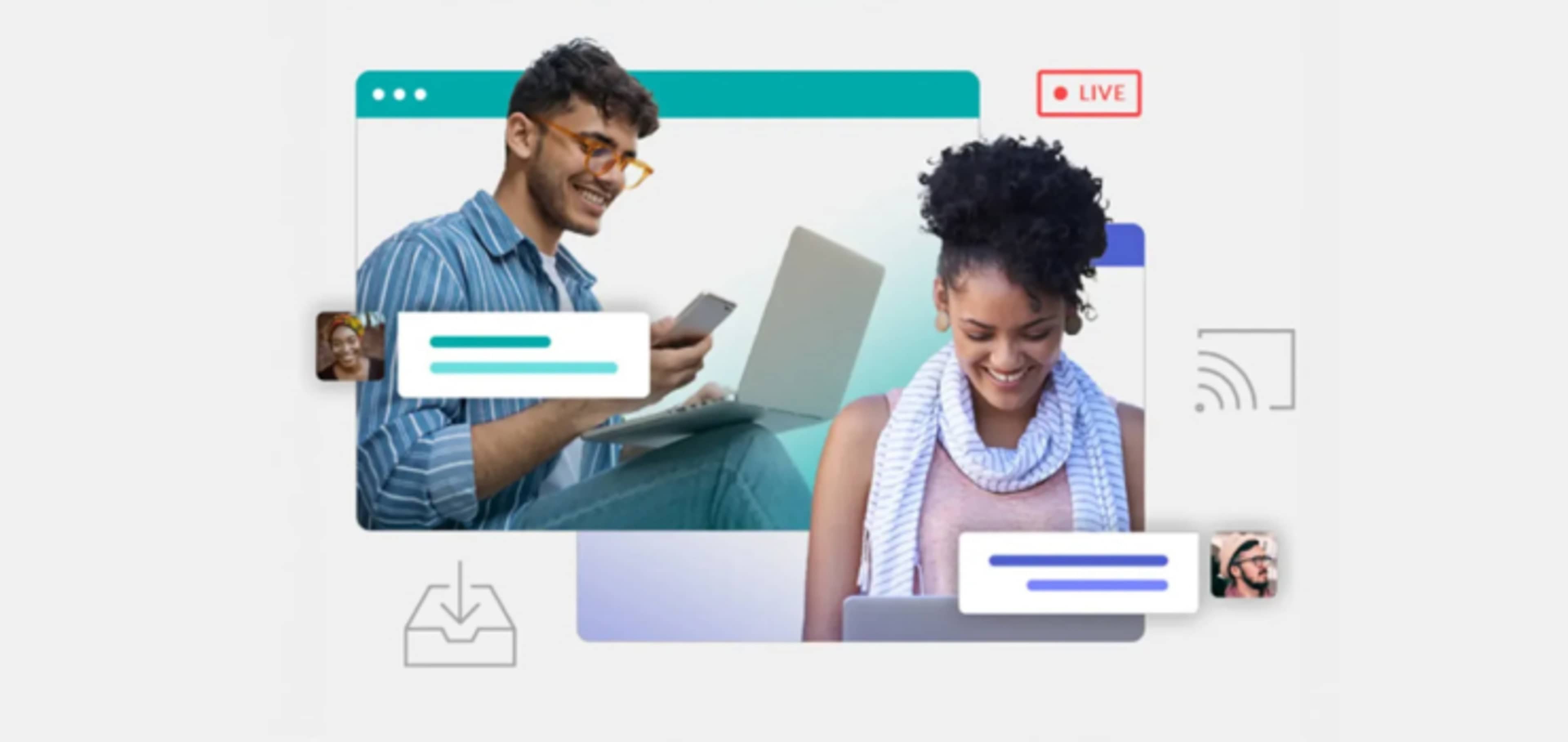 Graphic showing students joining digital events