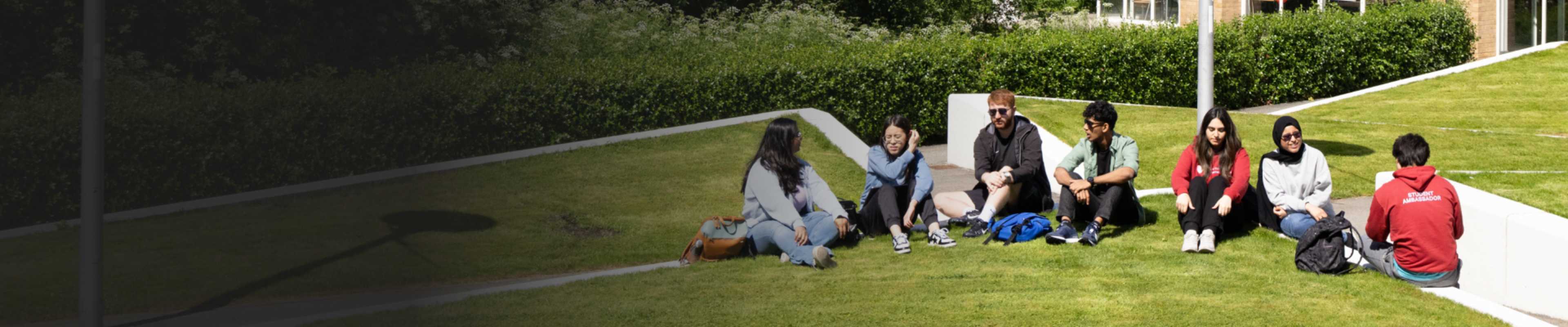 Lancaster students hanging out by the study centre