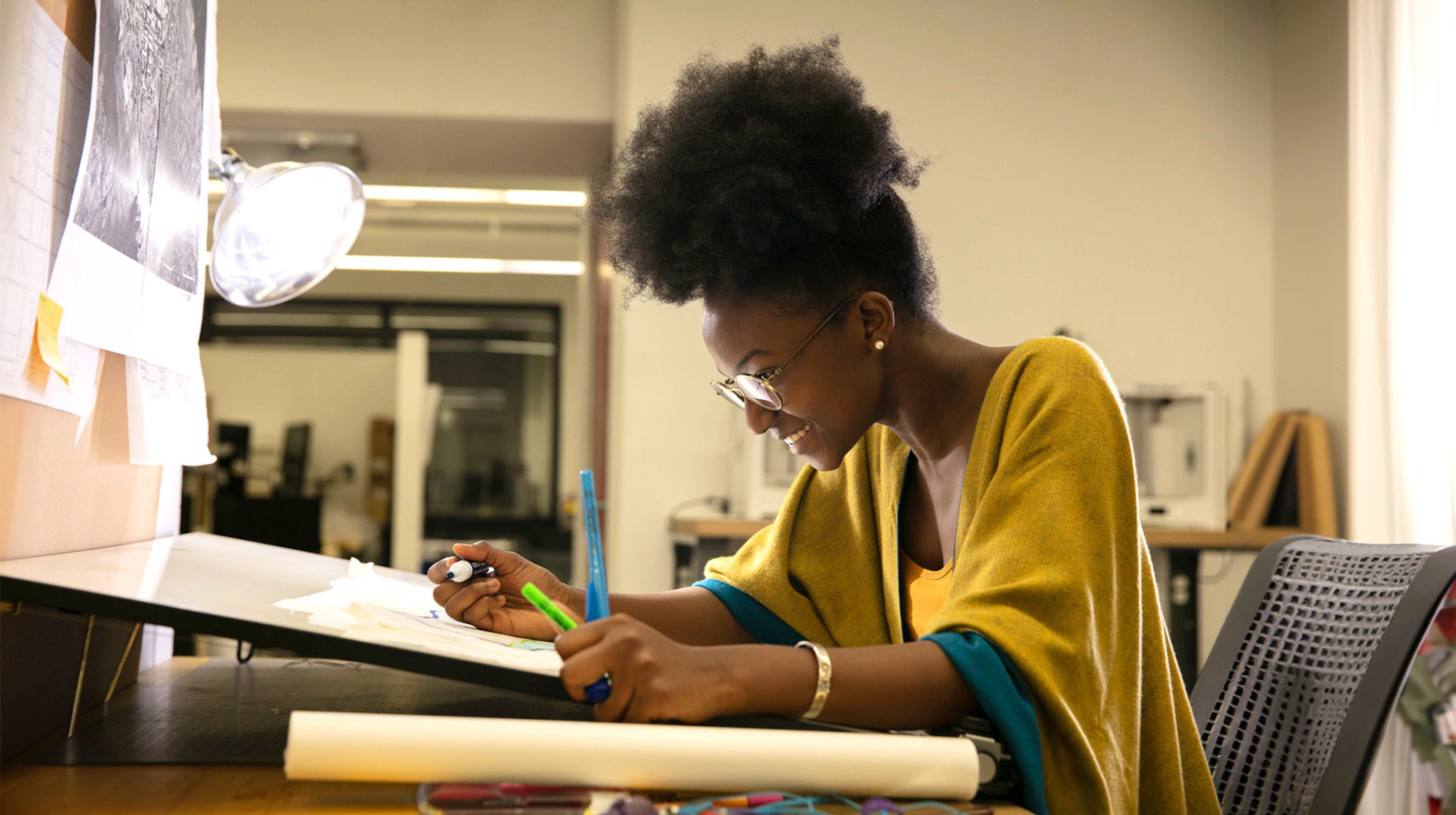 Student working on a project