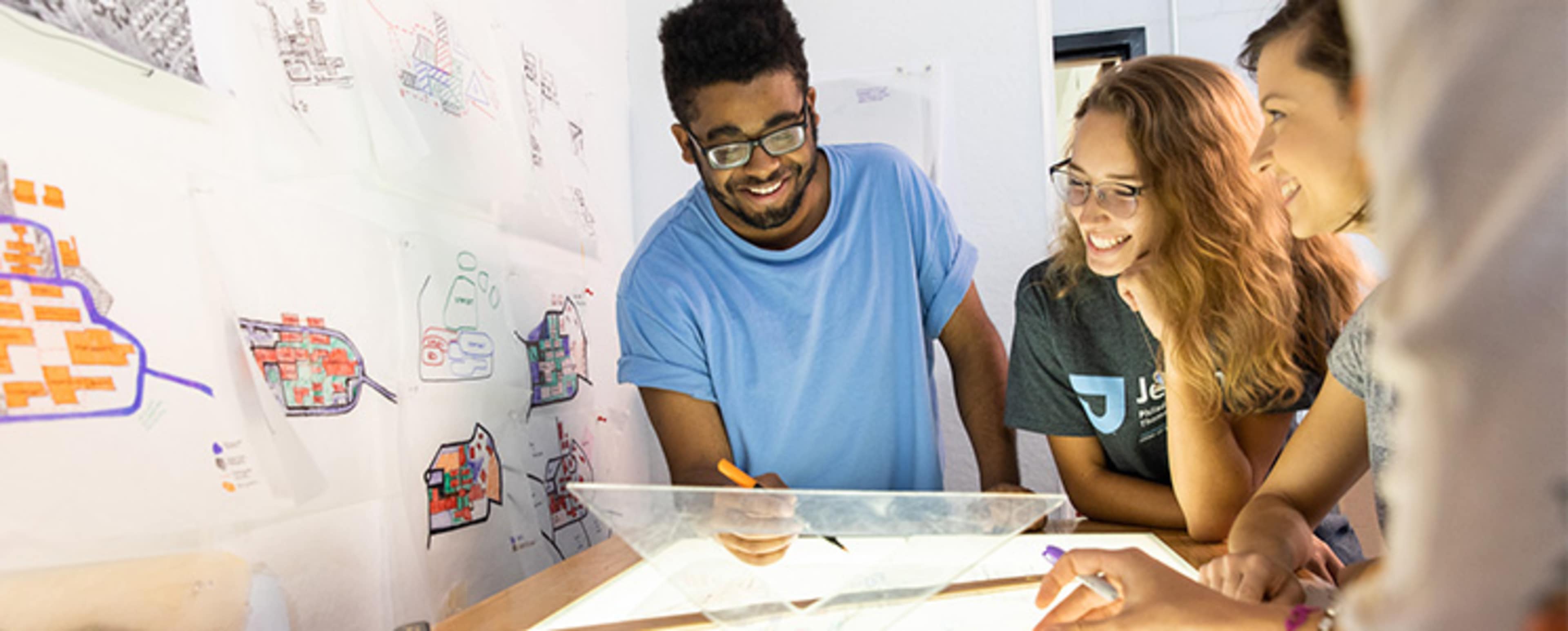 Students working in a project
