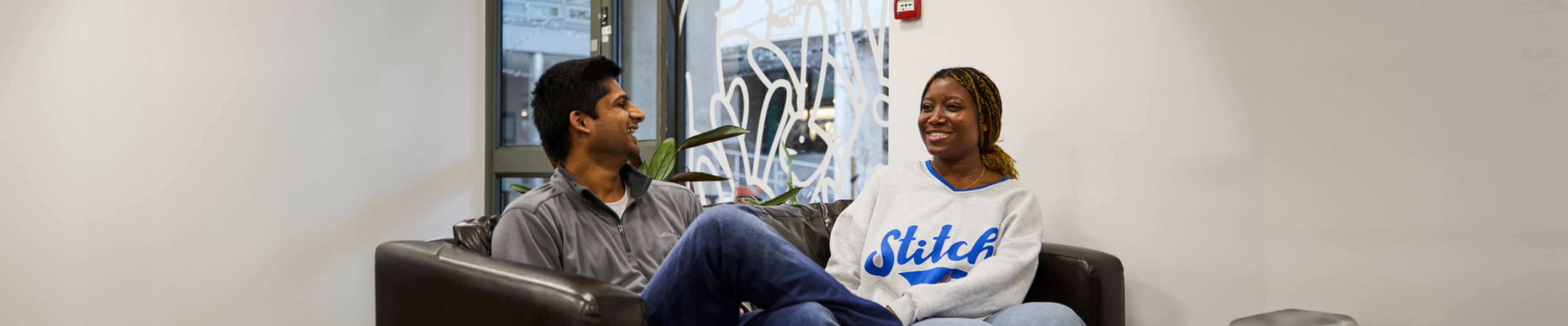 Two international student having a good conversation 