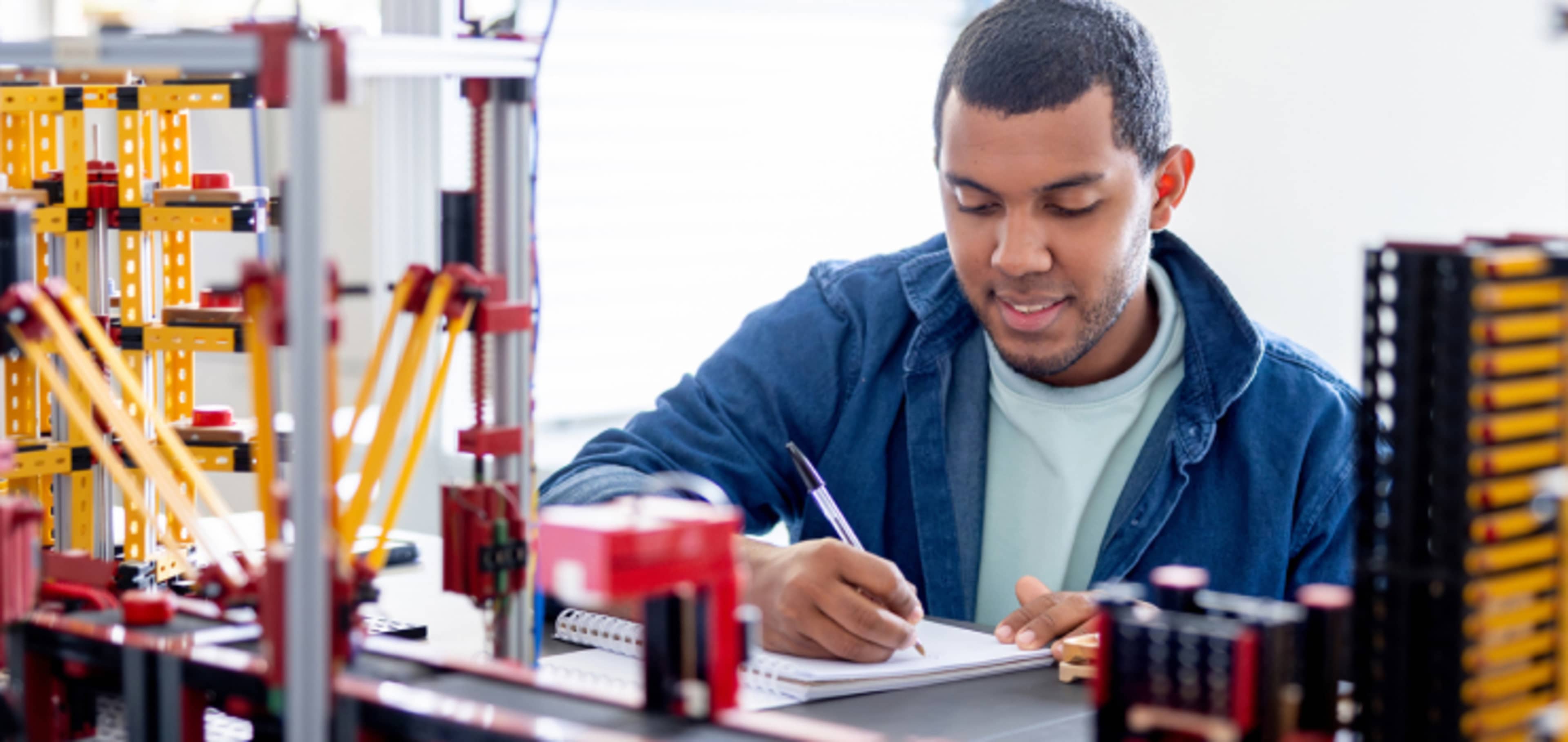 Engineering student working on project