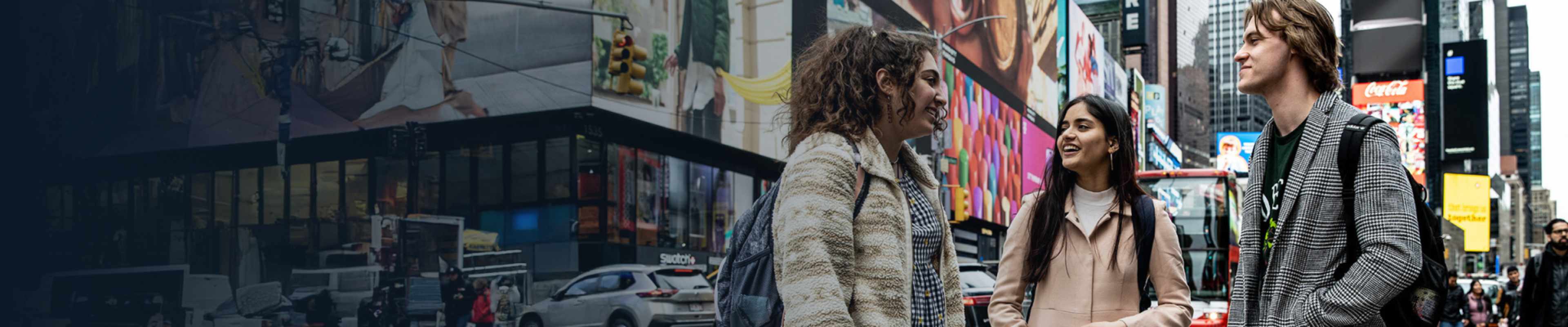 Students gathered on times square NYC
