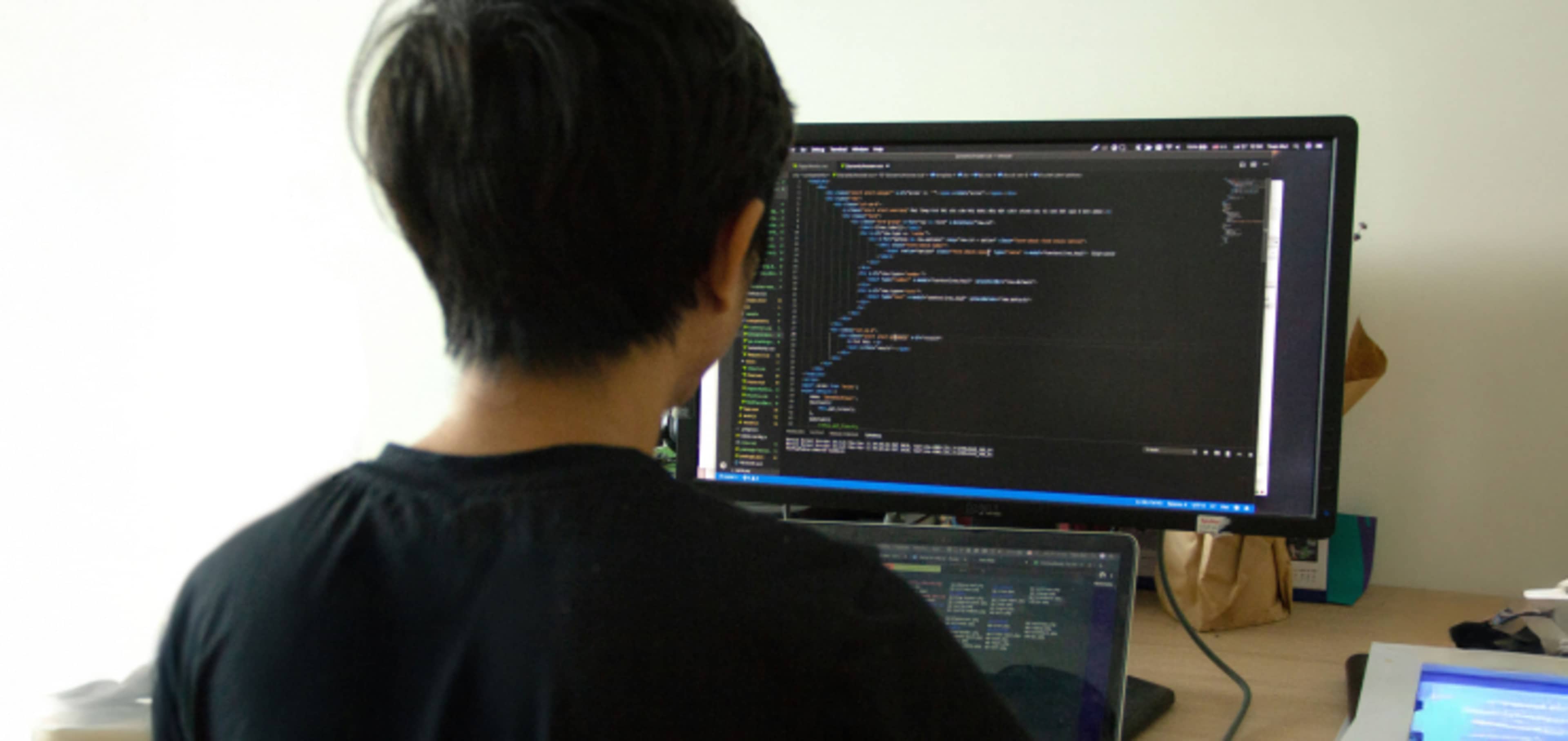 Student coding using computer