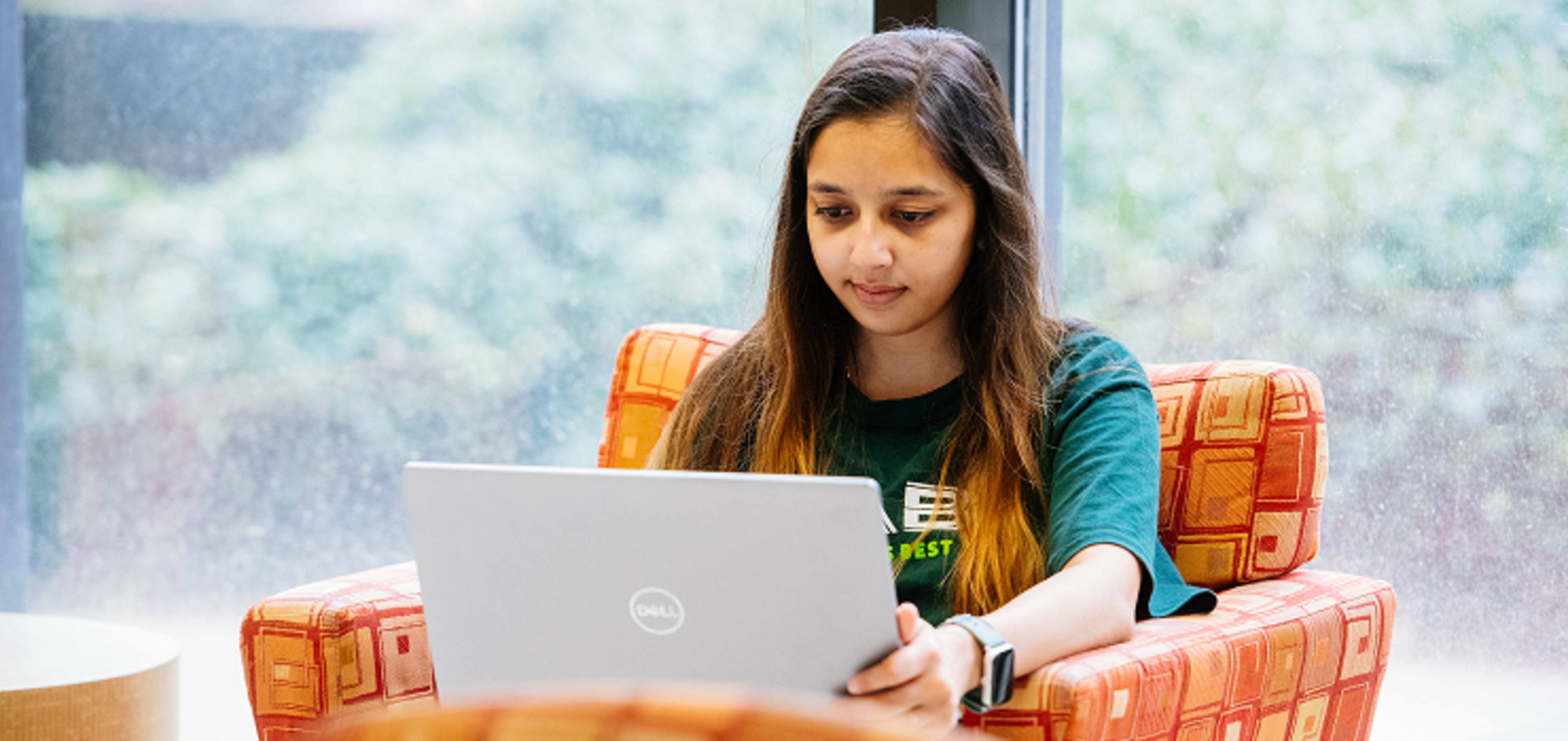 Student working in the computer